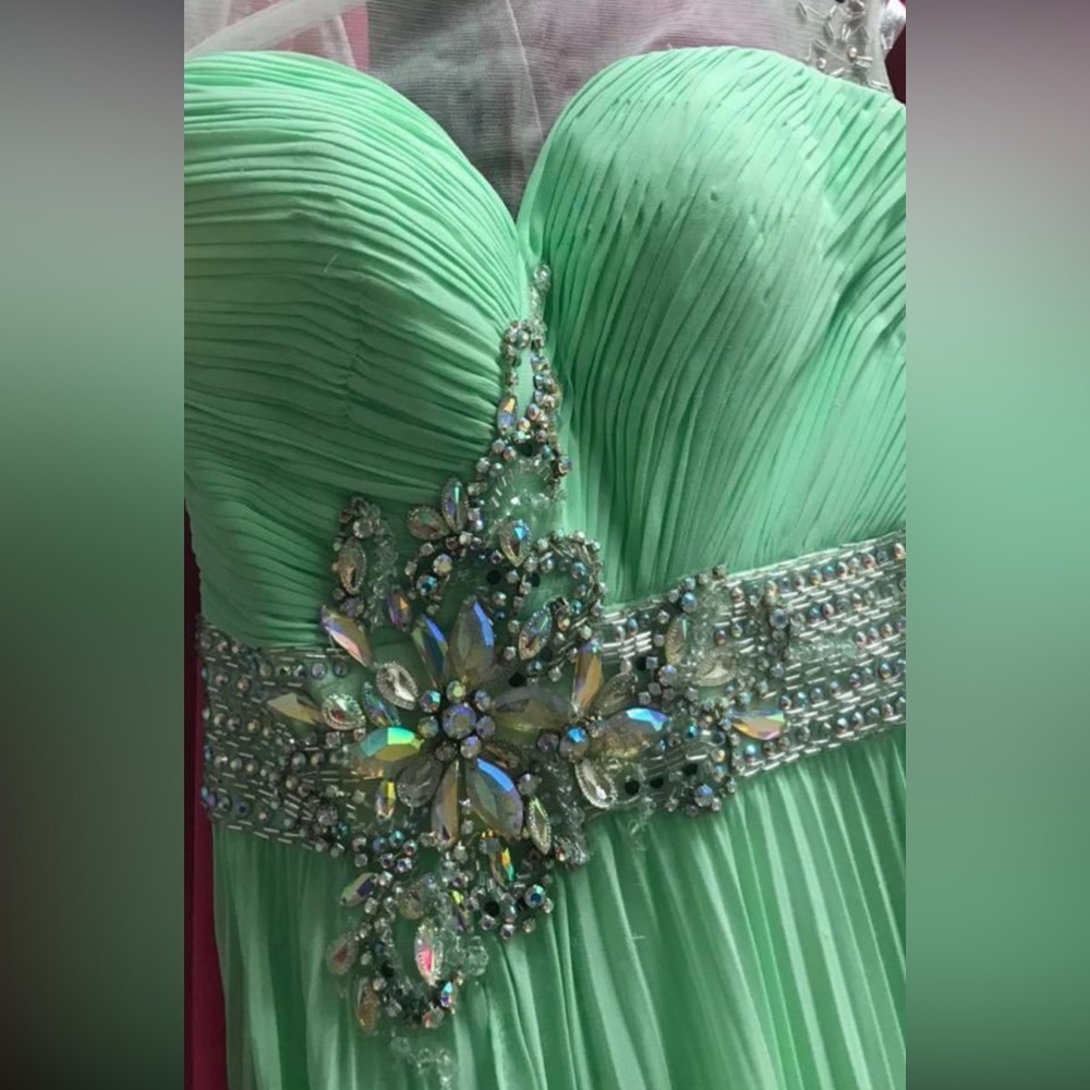Tony Bowls Light Green Evening Gown